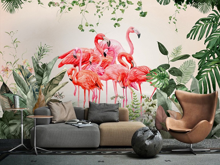 Обои Artmegahome Фламинго и птицы