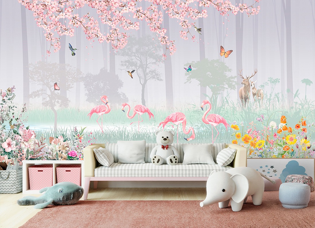Обои Artmegahome Фламинго и птицы