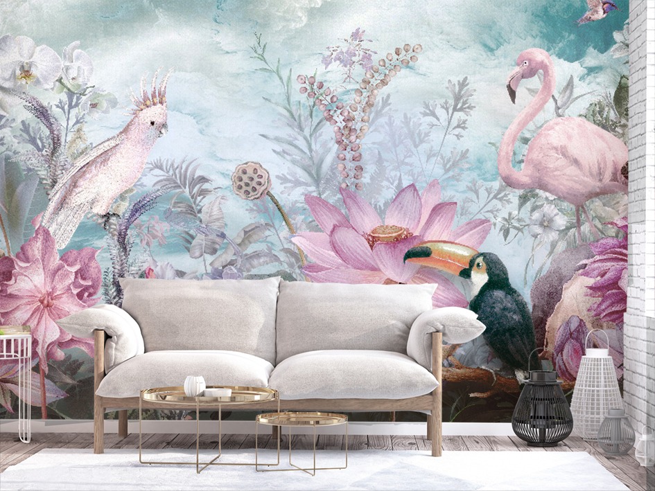 Обои Artmegahome Фламинго и птицы