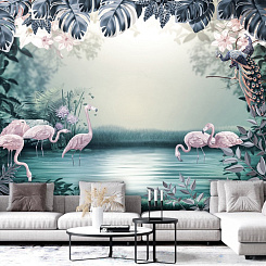 Обои Artmegahome Фламинго и птицы