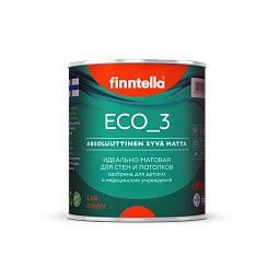 Краска гладкая моющаяся для внутренних работ Finntella ECO 3 Absoluuttinen syvä matta