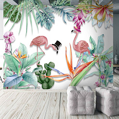 Обои Artmegahome Фламинго и птицы